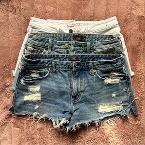 3 Pairs of Abercrombie & Fitch Blue and White Jean Shorts